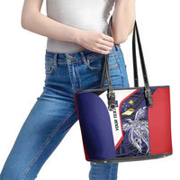 Personalised PNG West New Britain Province Leather Tote Bag Bird of Paradise Tattoo Flag Motif - Polynesian Pride