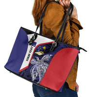 Personalised PNG West New Britain Province Leather Tote Bag Bird of Paradise Tattoo Flag Motif - Polynesian Pride