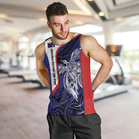 Personalised PNG West New Britain Province Men Tank Top Bird of Paradise Tattoo Flag Motif LT9 Blue - Polynesian Pride