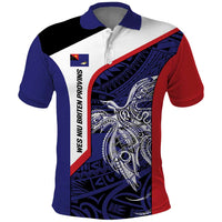 Personalised PNG West New Britain Province Polo Shirt Bird of Paradise Tattoo Flag Motif - Polynesian Pride