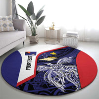 Personalised PNG West New Britain Province Round Carpet Bird of Paradise Tattoo Flag Motif - Polynesian Pride