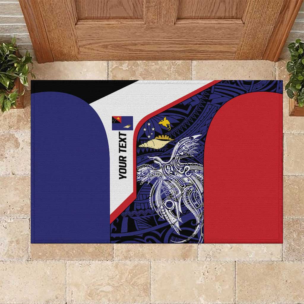 Personalised PNG West New Britain Province Rubber Doormat Bird of Paradise Tattoo Flag Motif LT9 Blue - Polynesian Pride