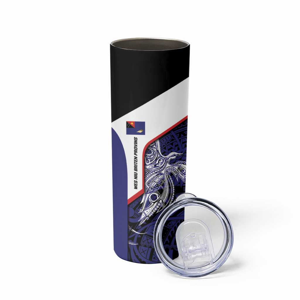 Personalised PNG West New Britain Province Skinny Tumbler Bird of Paradise Tattoo Flag Motif - Polynesian Pride