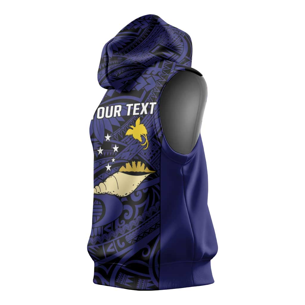 Personalised PNG West New Britain Province Sleeveless Hoodie Bird of Paradise Tattoo Flag Motif - Polynesian Pride