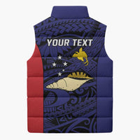 Personalised PNG West New Britain Province Sleeveless Puffer Jacket Bird of Paradise Tattoo Flag Motif - Polynesian Pride