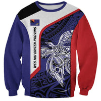Personalised PNG West New Britain Province Sweatshirt Bird of Paradise Tattoo Flag Motif LT9 Unisex Blue - Polynesian Pride