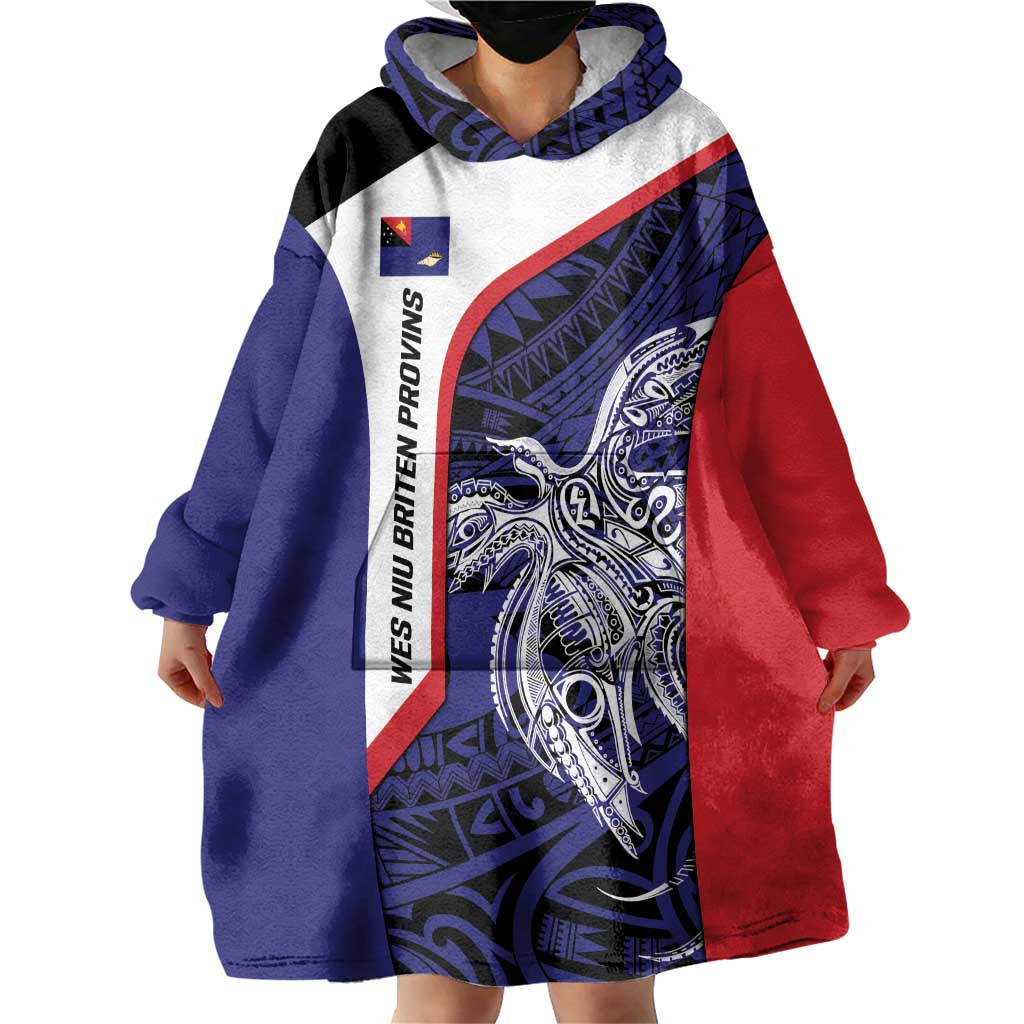 Personalised PNG West New Britain Province Wearable Blanket Hoodie Bird of Paradise Tattoo Flag Motif - Polynesian Pride