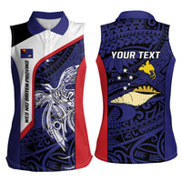 Personalised PNG West New Britain Province Women Sleeveless Polo Shirt Bird of Paradise Tattoo Flag Motif - Polynesian Pride
