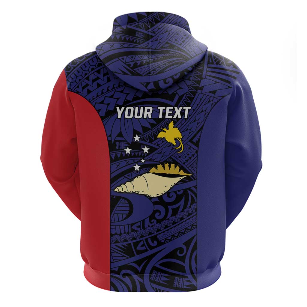 Personalised PNG West New Britain Province Zip Hoodie Bird of Paradise Tattoo Flag Motif - Polynesian Pride