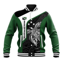 Personalised PNG Western Highlands Province Baseball Jacket Bird of Paradise Tattoo Flag Motif LT9 Unisex Green - Polynesian Pride