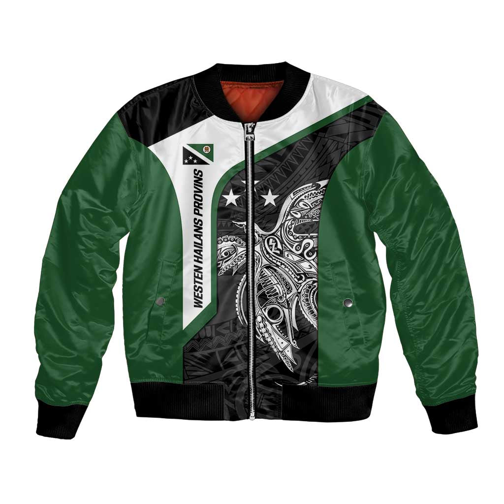 Personalised PNG Western Highlands Province Bomber Jacket Bird of Paradise Tattoo Flag Motif - Polynesian Pride