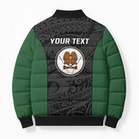 Personalised PNG Western Highlands Province Bomber Puffer Jacket Bird of Paradise Tattoo Flag Motif - Polynesian Pride