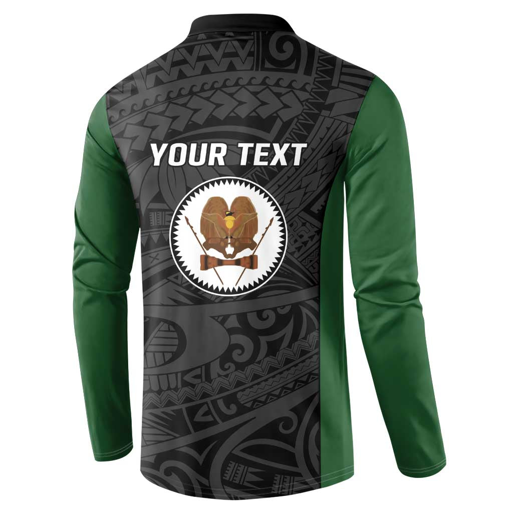 Personalised PNG Western Highlands Province Button Sweatshirt Bird of Paradise Tattoo Flag Motif LT9 - Polynesian Pride