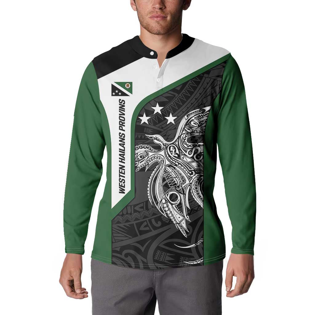 Personalised PNG Western Highlands Province Button Sweatshirt Bird of Paradise Tattoo Flag Motif LT9 - Polynesian Pride