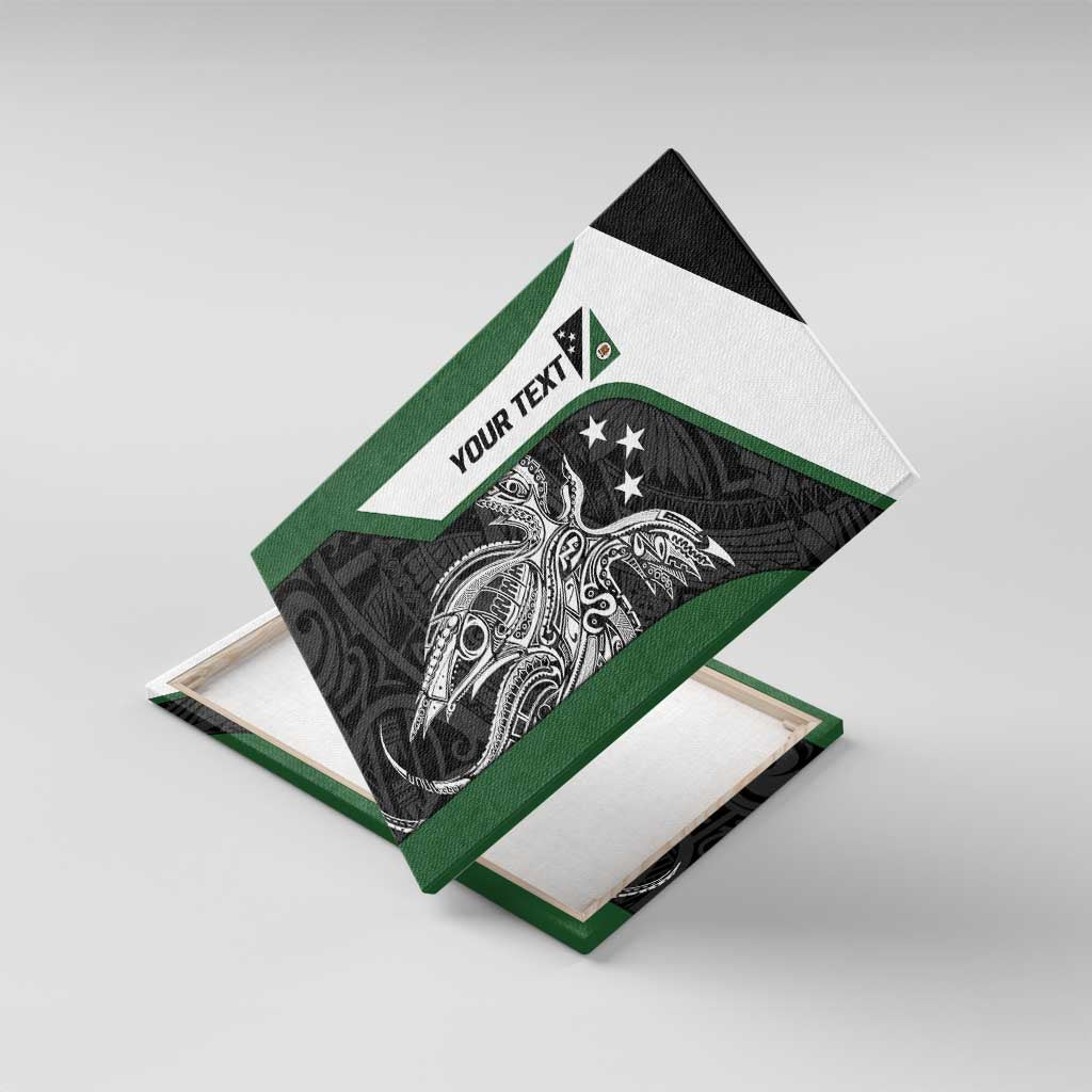 Personalised PNG Western Highlands Province Canvas Wall Art Bird of Paradise Tattoo Flag Motif LT9 With Frame Green - Polynesian Pride