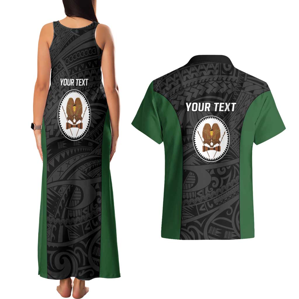 Personalised PNG Western Highlands Province Couples Matching Tank Maxi Dress and Hawaiian Shirt Bird of Paradise Tattoo Flag Motif LT9 - Polynesian Pride