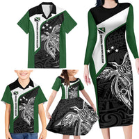 Personalised PNG Western Highlands Province Family Matching Long Sleeve Bodycon Dress and Hawaiian Shirt Bird of Paradise Tattoo Flag Motif LT9 - Polynesian Pride