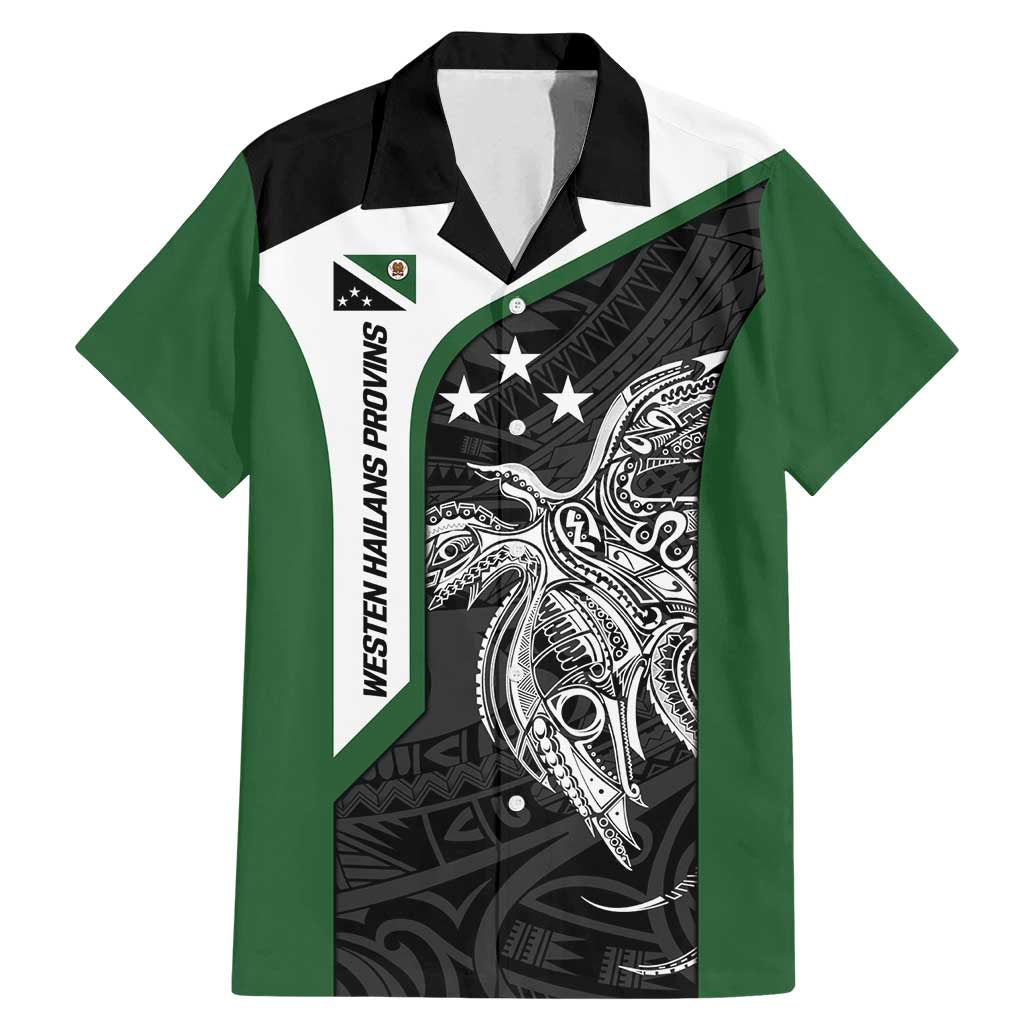 Personalised PNG Western Highlands Province Family Matching Mermaid Dress and Hawaiian Shirt Bird of Paradise Tattoo Flag Motif LT9 Dad's Shirt - Short Sleeve Green - Polynesian Pride
