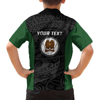 Personalised PNG Western Highlands Province Family Matching Off The Shoulder Long Sleeve Dress and Hawaiian Shirt Bird of Paradise Tattoo Flag Motif LT9 - Polynesian Pride