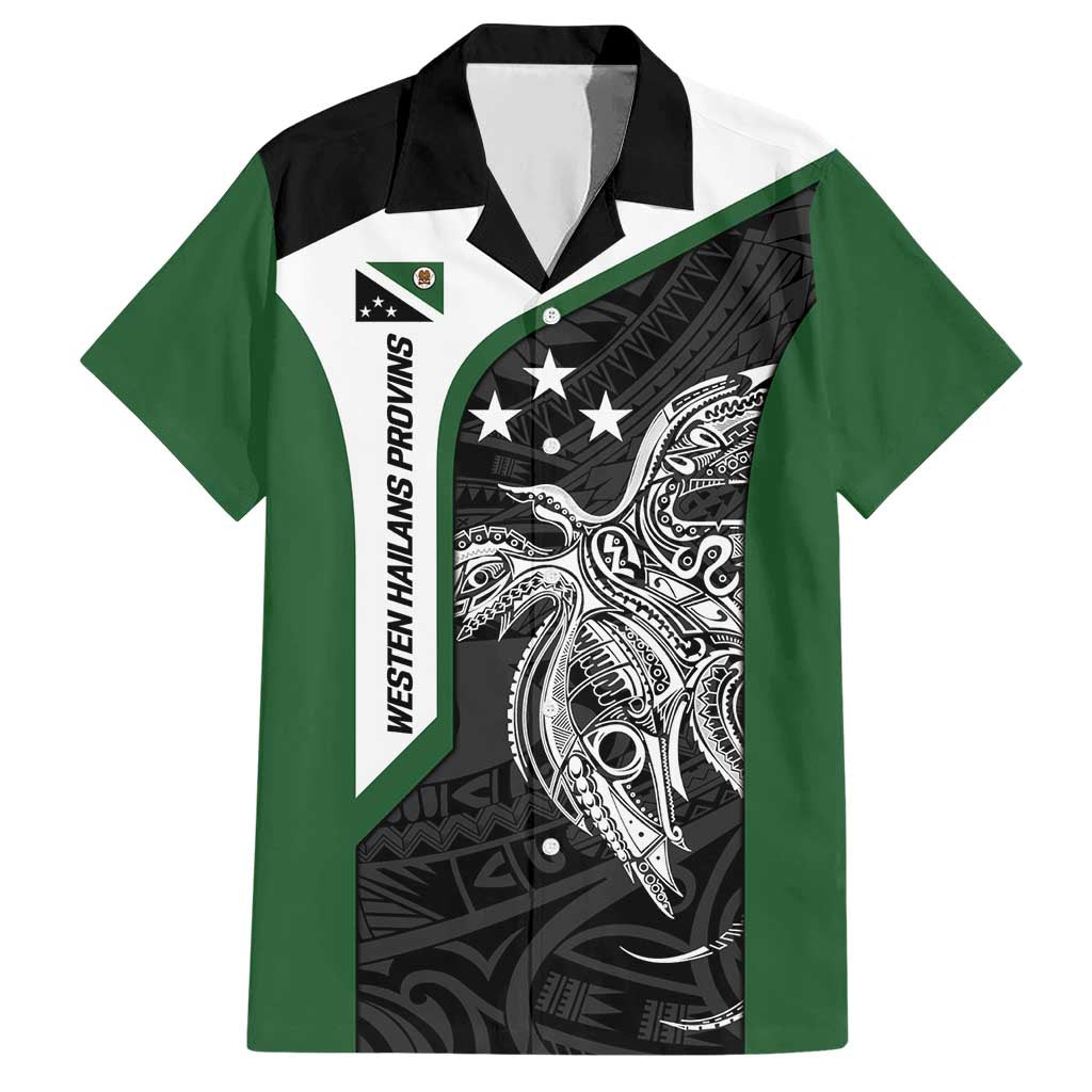 Personalised PNG Western Highlands Province Family Matching Short Sleeve Bodycon Dress and Hawaiian Shirt Bird of Paradise Tattoo Flag Motif LT9 Dad's Shirt - Short Sleeve Green - Polynesian Pride