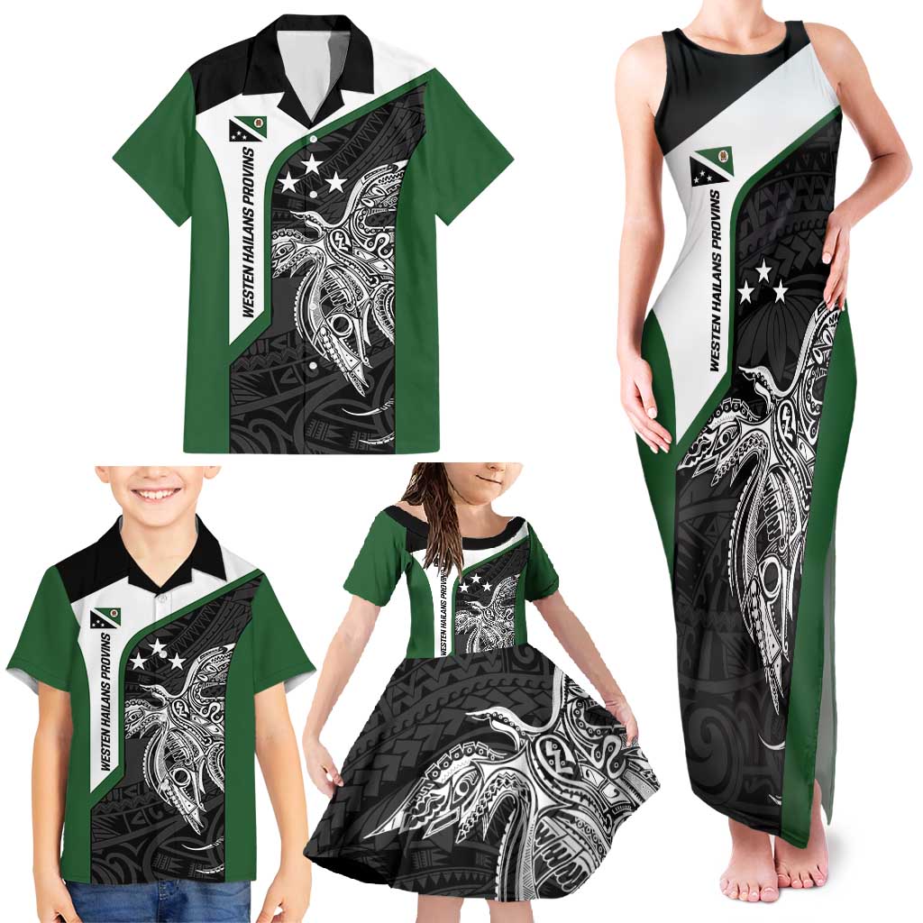 Personalised PNG Western Highlands Province Family Matching Tank Maxi Dress and Hawaiian Shirt Bird of Paradise Tattoo Flag Motif LT9 - Polynesian Pride