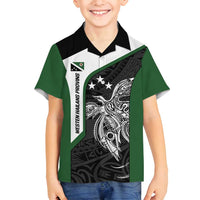 Personalised PNG Western Highlands Province Family Matching Tank Maxi Dress and Hawaiian Shirt Bird of Paradise Tattoo Flag Motif LT9 Son's Shirt Green - Polynesian Pride