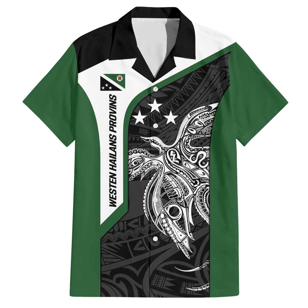 Personalised PNG Western Highlands Province Hawaiian Shirt Bird of Paradise Tattoo Flag Motif LT9 Green - Polynesian Pride