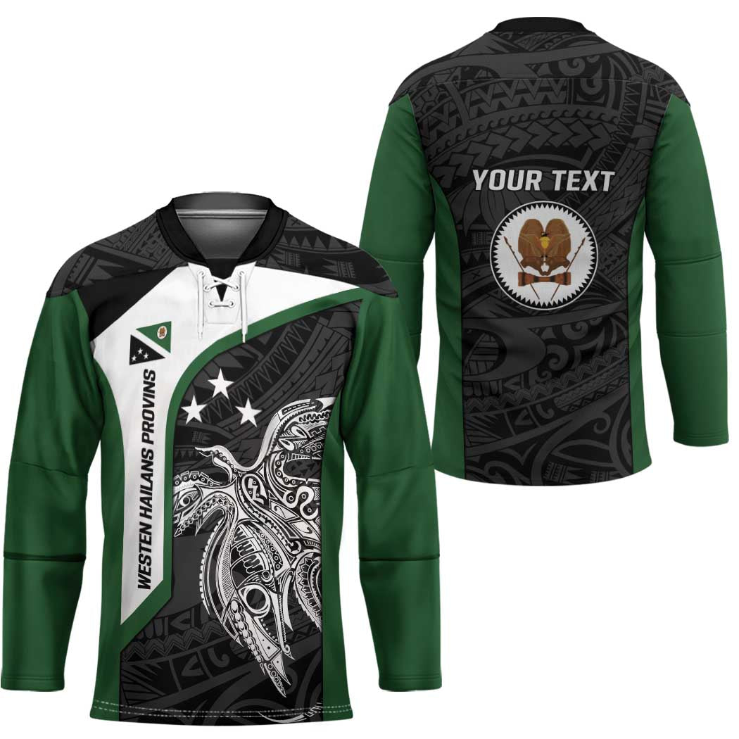 Personalised PNG Western Highlands Province Hockey Jersey Bird of Paradise Tattoo Flag Motif - Polynesian Pride