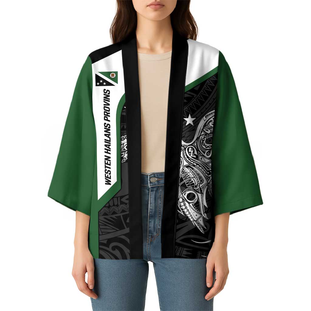 Personalised PNG Western Highlands Province Kimono Bird of Paradise Tattoo Flag Motif - Polynesian Pride