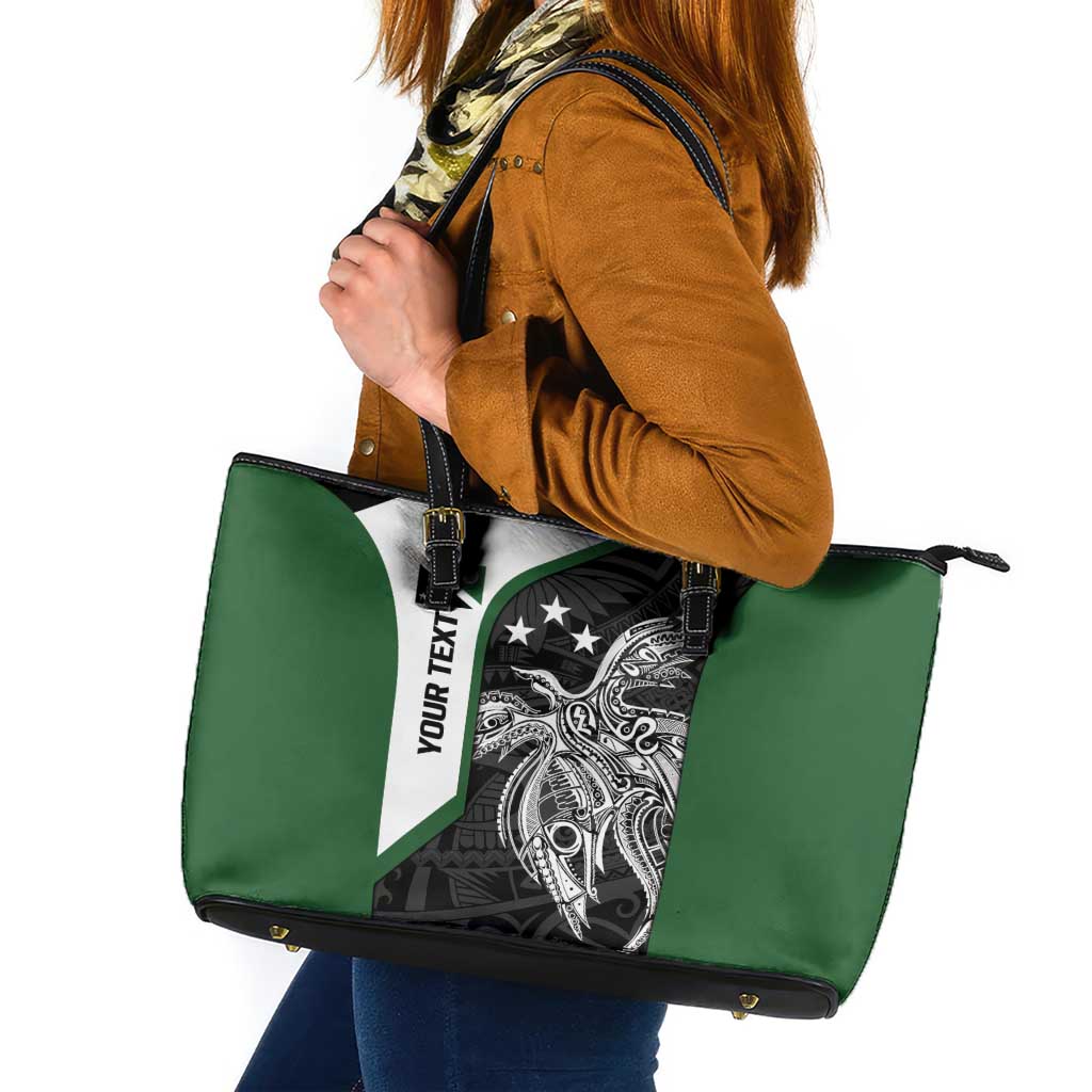 Personalised PNG Western Highlands Province Leather Tote Bag Bird of Paradise Tattoo Flag Motif - Polynesian Pride