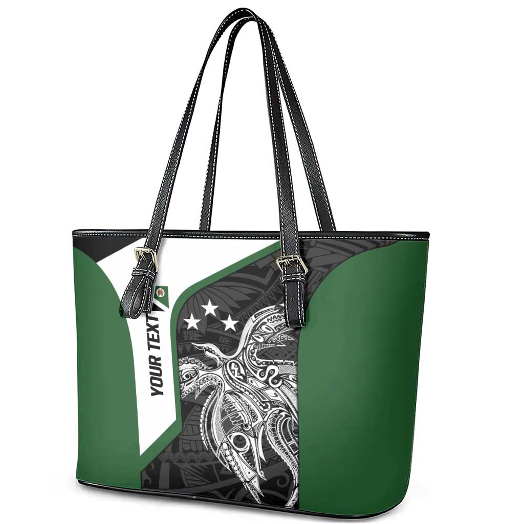 Personalised PNG Western Highlands Province Leather Tote Bag Bird of Paradise Tattoo Flag Motif - Polynesian Pride