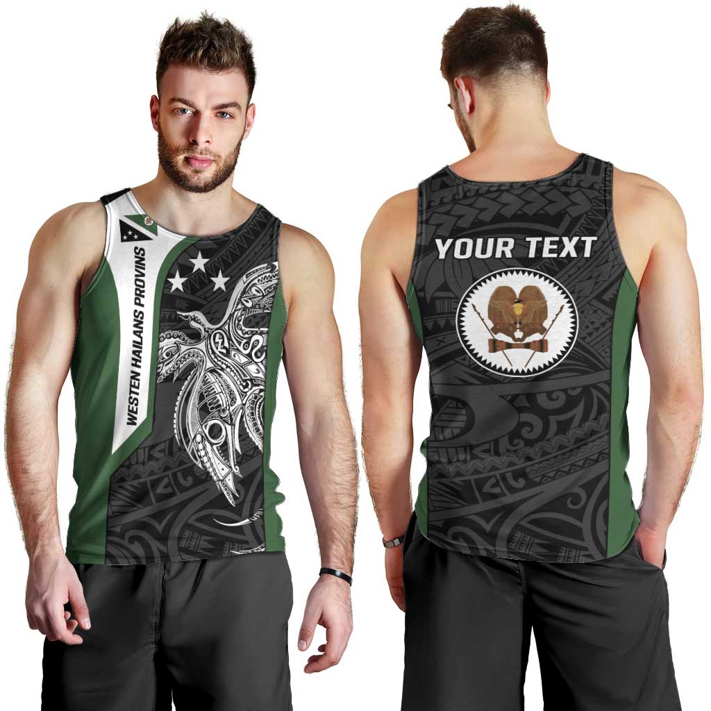 Personalised PNG Western Highlands Province Men Tank Top Bird of Paradise Tattoo Flag Motif LT9 - Polynesian Pride