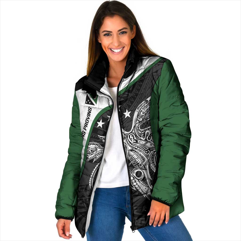 Personalised PNG Western Highlands Province Padded Jacket Bird of Paradise Tattoo Flag Motif - Polynesian Pride