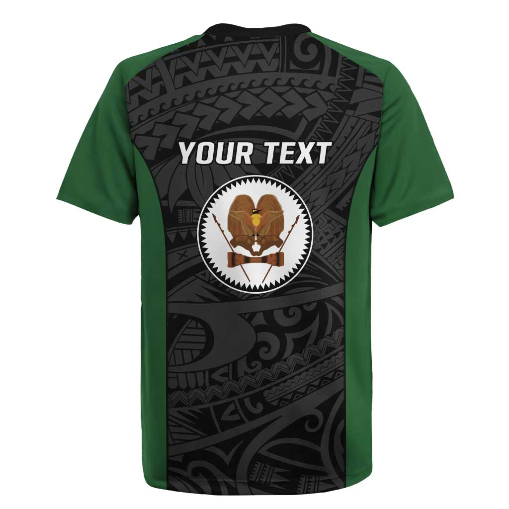 Personalised PNG Western Highlands Province Rugby Jersey Bird of Paradise Tattoo Flag Motif - Polynesian Pride