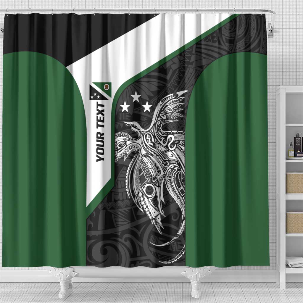 Personalised PNG Western Highlands Province Shower Curtain Bird of Paradise Tattoo Flag Motif - Polynesian Pride