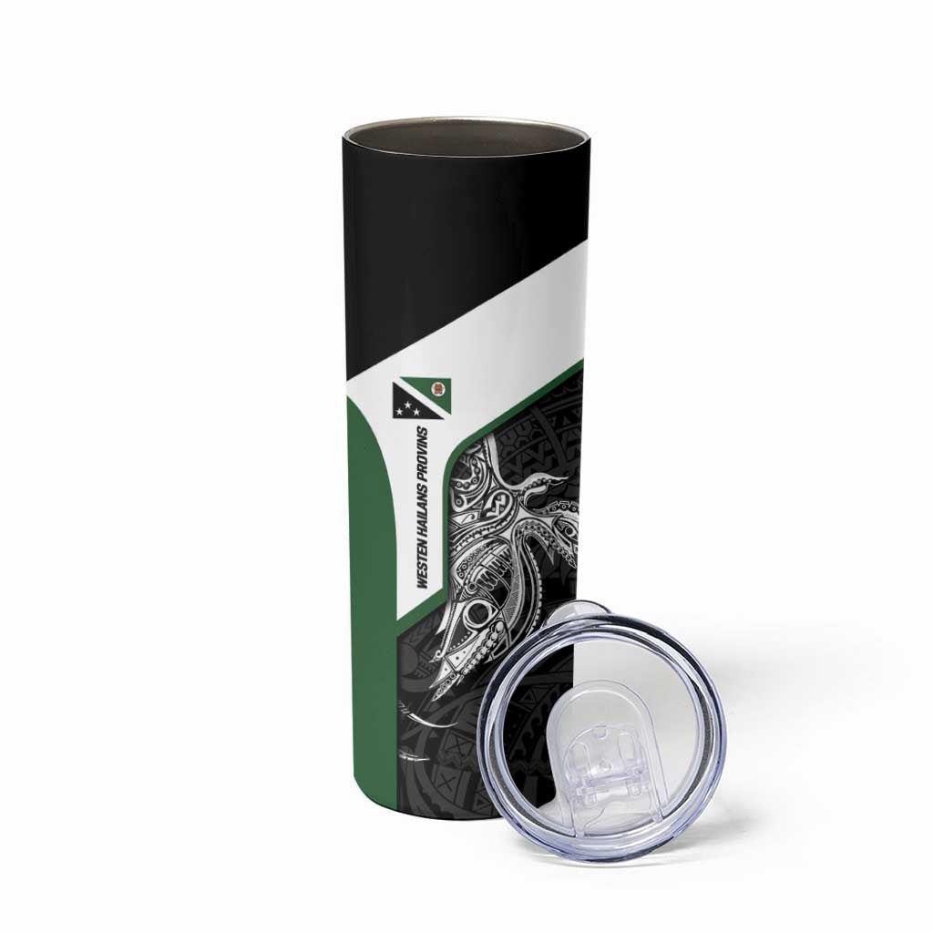Personalised PNG Western Highlands Province Skinny Tumbler Bird of Paradise Tattoo Flag Motif - Polynesian Pride