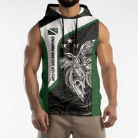 Personalised PNG Western Highlands Province Sleeveless Hoodie Bird of Paradise Tattoo Flag Motif - Polynesian Pride