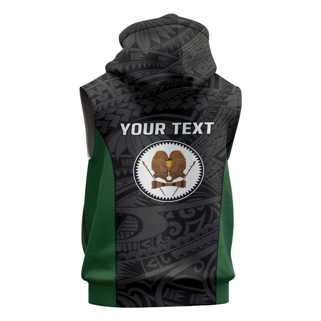 Personalised PNG Western Highlands Province Sleeveless Zip Hoodie Bird of Paradise Tattoo Flag Motif - Polynesian Pride