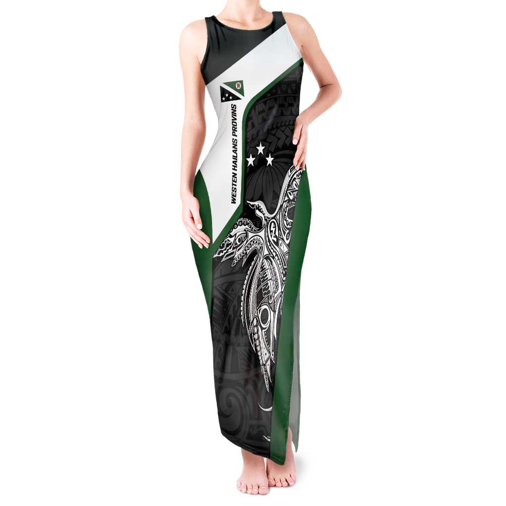 Personalised PNG Western Highlands Province Tank Maxi Dress Bird of Paradise Tattoo Flag Motif - Polynesian Pride