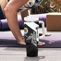 Personalised PNG Western Highlands Province Tumbler With Handle Bird of Paradise Tattoo Flag Motif - Polynesian Pride