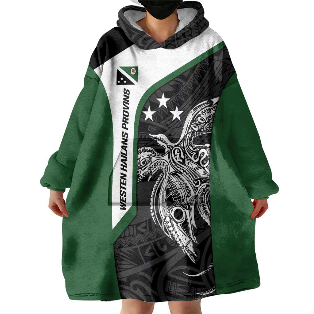 Personalised PNG Western Highlands Province Wearable Blanket Hoodie Bird of Paradise Tattoo Flag Motif LT9 - Polynesian Pride