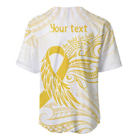 Be Bold Go Gold Polyneisan Ribbon Childhood Personalised Baseball Jersey