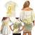 Be Bold Go Gold Polyneisan Ribbon Childhood Personalised Family Matching Off Shoulder Short Dress and Hawaiian Shirt