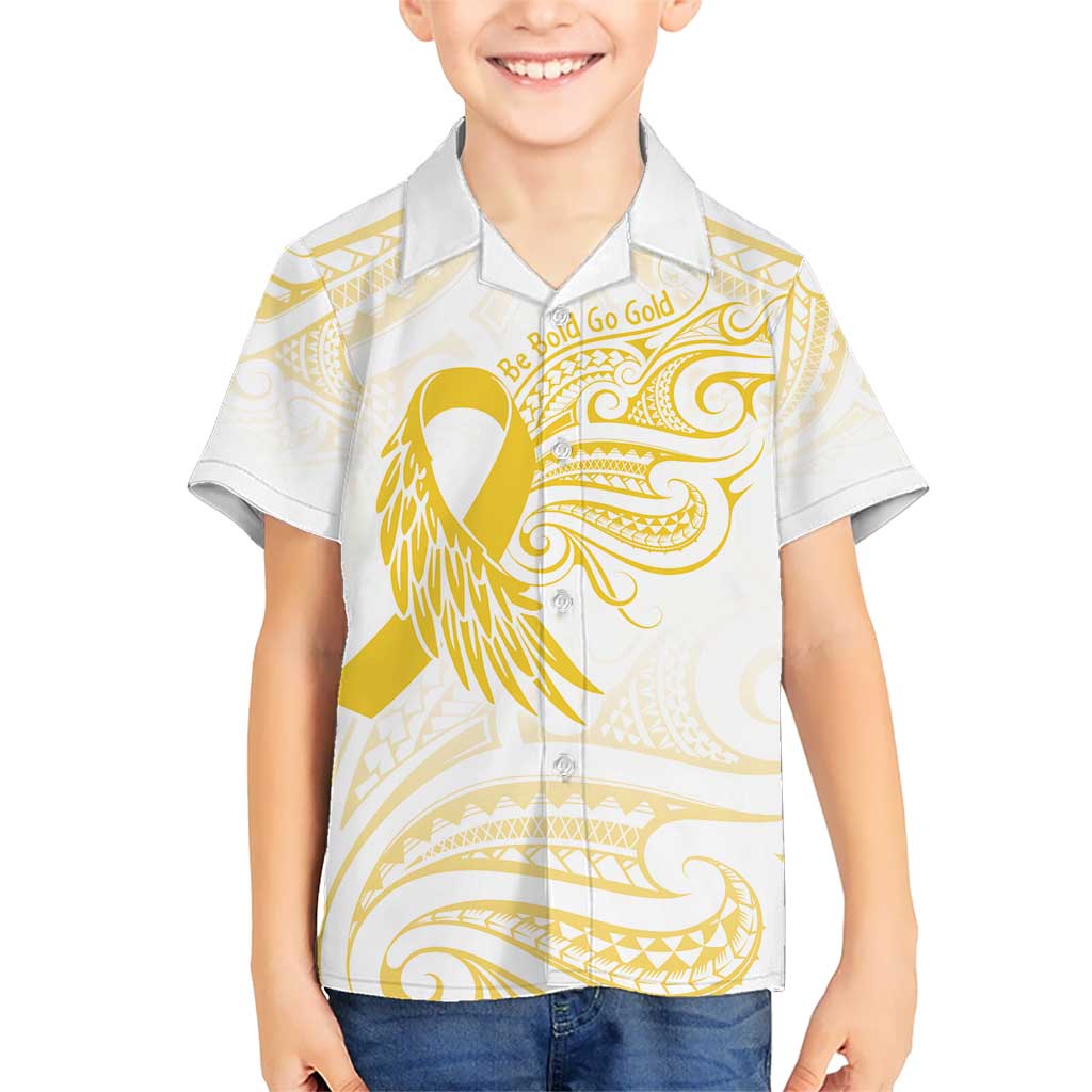 Be Bold Go Gold Polyneisan Ribbon Childhood Personalised Hawaiian Shirt LT9 - Polynesian Pride