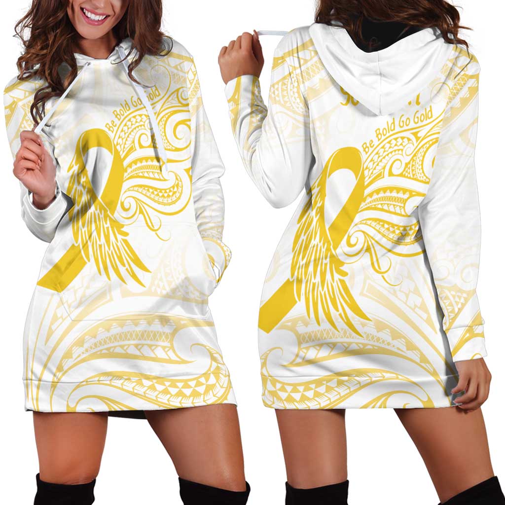 Be Bold Go Gold Polyneisan Ribbon Childhood Personalised Hoodie Dress LT9 - Polynesian Pride