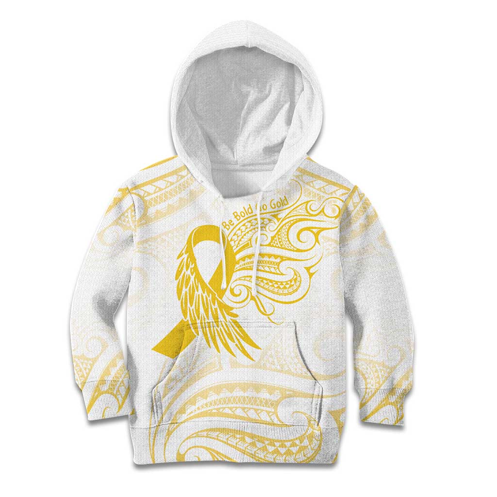 Be Bold Go Gold Polyneisan Ribbon Childhood Personalised Kid Hoodie