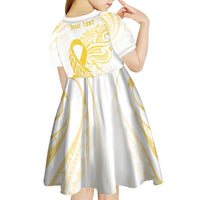 Be Bold Go Gold Polyneisan Ribbon Childhood Personalised Kid Short Sleeve Dress