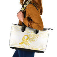 Be Bold Go Gold Polyneisan Ribbon Childhood Personalised Leather Tote Bag LT9 Gold - Polynesian Pride