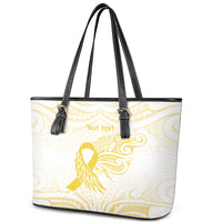 Be Bold Go Gold Polyneisan Ribbon Childhood Personalised Leather Tote Bag LT9 - Polynesian Pride