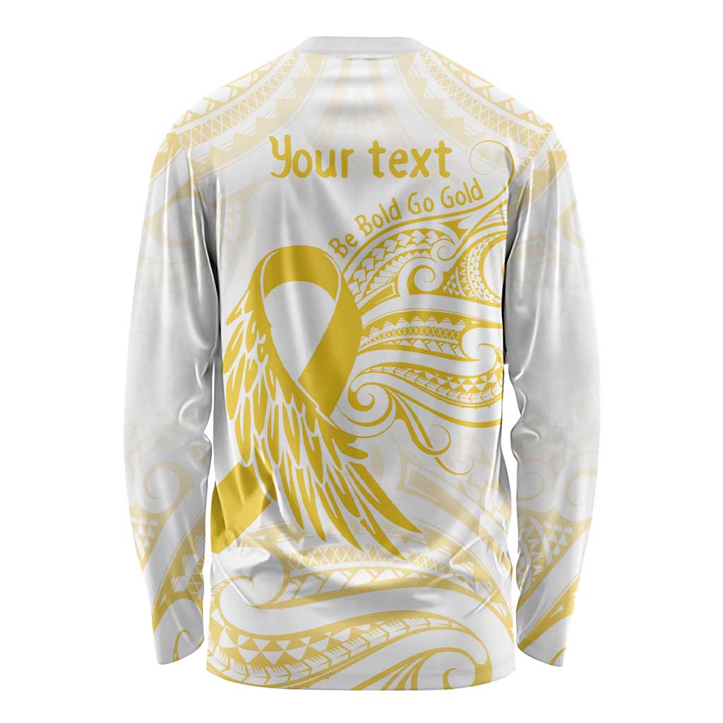 Be Bold Go Gold Polyneisan Ribbon Childhood Personalised Long Sleeve Shirt